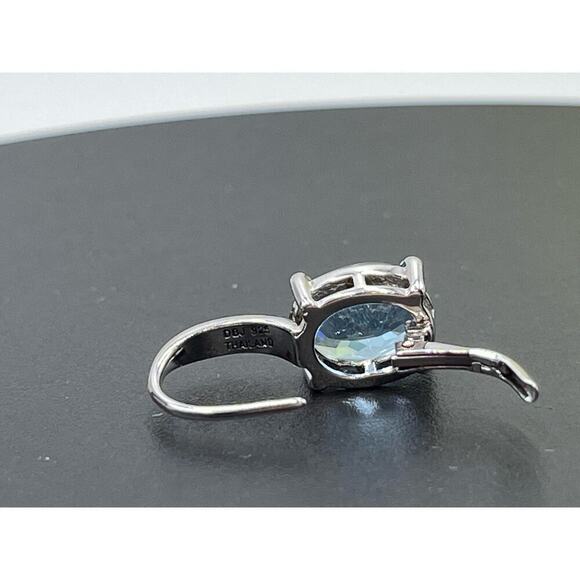 Designer DBJ Stamped Sterling Silver 925 Blue Topaz Lever Back Earrings New - Picture 4 of 12